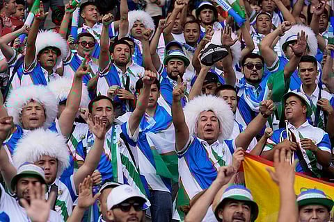 Uzbekistan fans during match against Spain